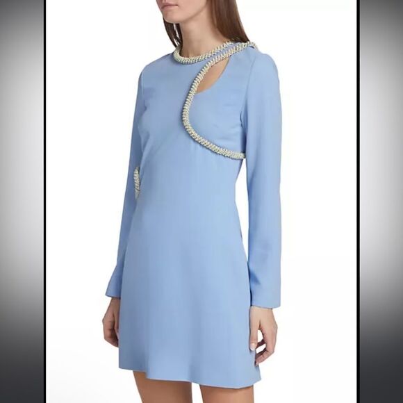 NWT SIMKHAI Katharine Embroidery Cut-out Mini Dress French Blue Size 4 - Picture 8 of 16